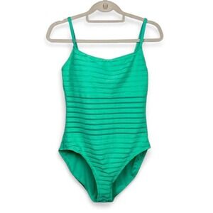 NWT La Blanca Mint Green Sheer Stripe One Piece Swimsuit NWT US 12 UPF 50+